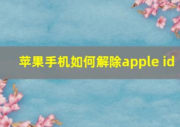 苹果手机如何解除apple id